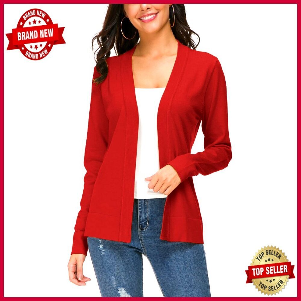 Long Sleeve Open Front Cardigan Sweater, Medium, Viscose Blend, Slim Fit